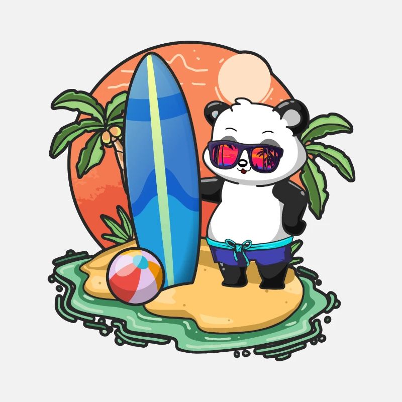 Drôle Panda Surf Lovers Cool Planche de surf Jeu de mots