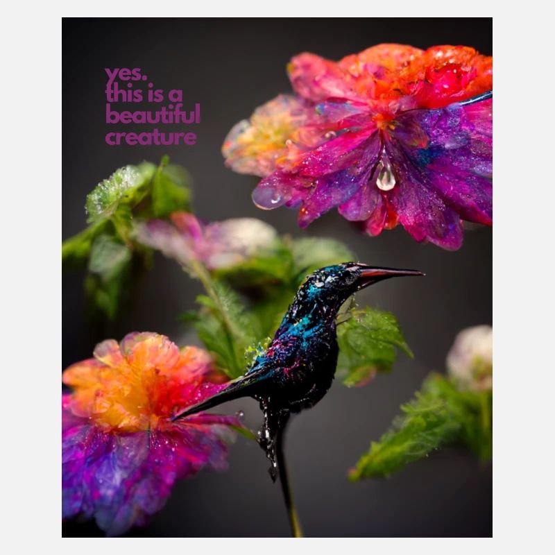 Beautiful creature - a beautiful pattern of hummingbird and flowers