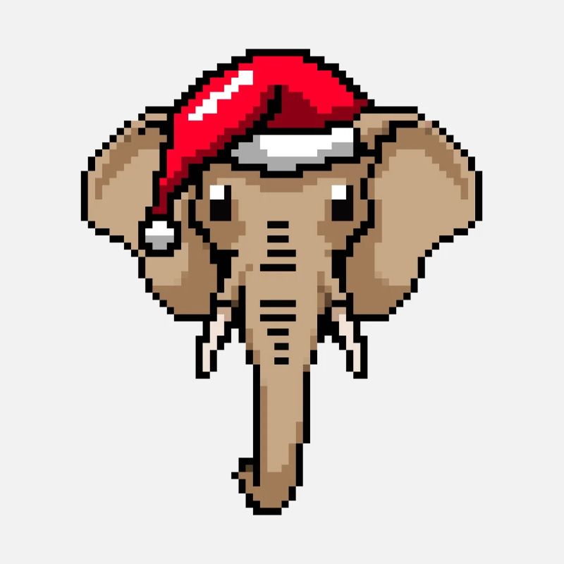 Éléphant pixelisé Noël - Drôles d’éléphants