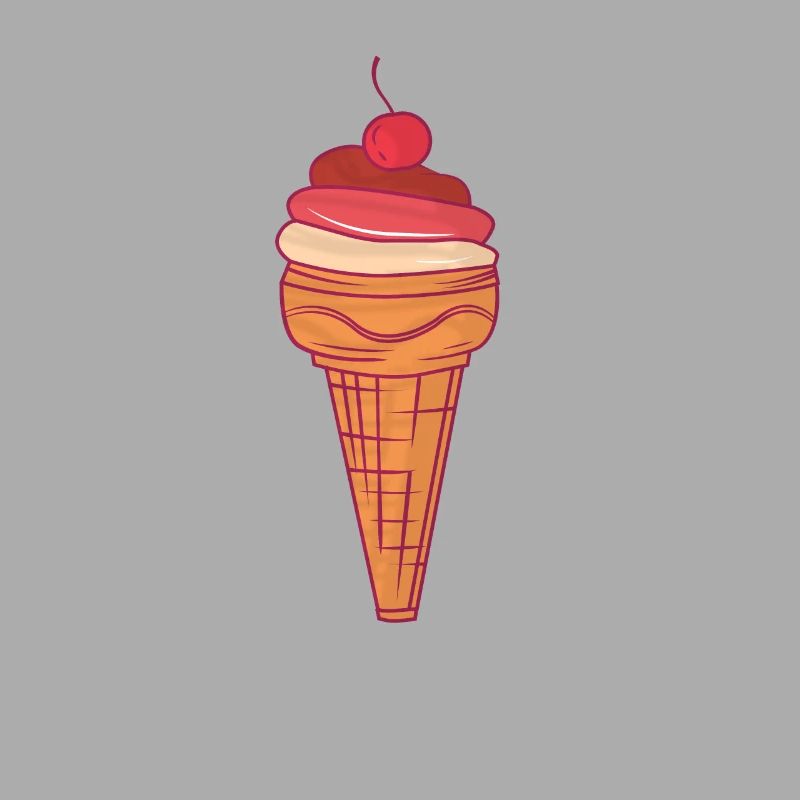 Eis Mit Kirsche In Einer Waffel