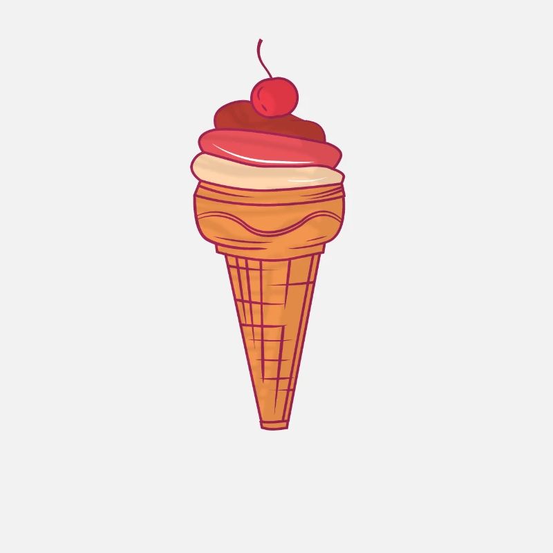 Glacée à la cerise dans une gaufre