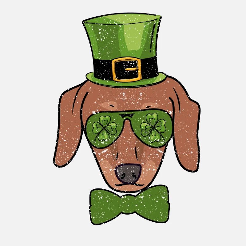Leprechaun teckel trèfle lunettes Chien de la Saint-Patrick