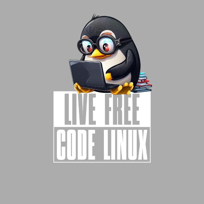 Live Free Code Linux Nerd Tux Nerdy Penguin Coding