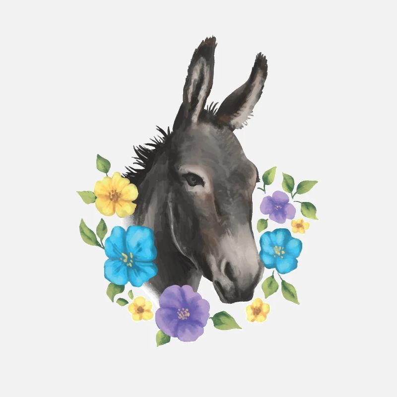 Âne et fleurs