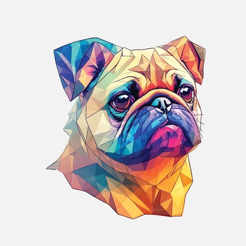 Polygon Kunst Mops Hund Design Hunde Liebhaber