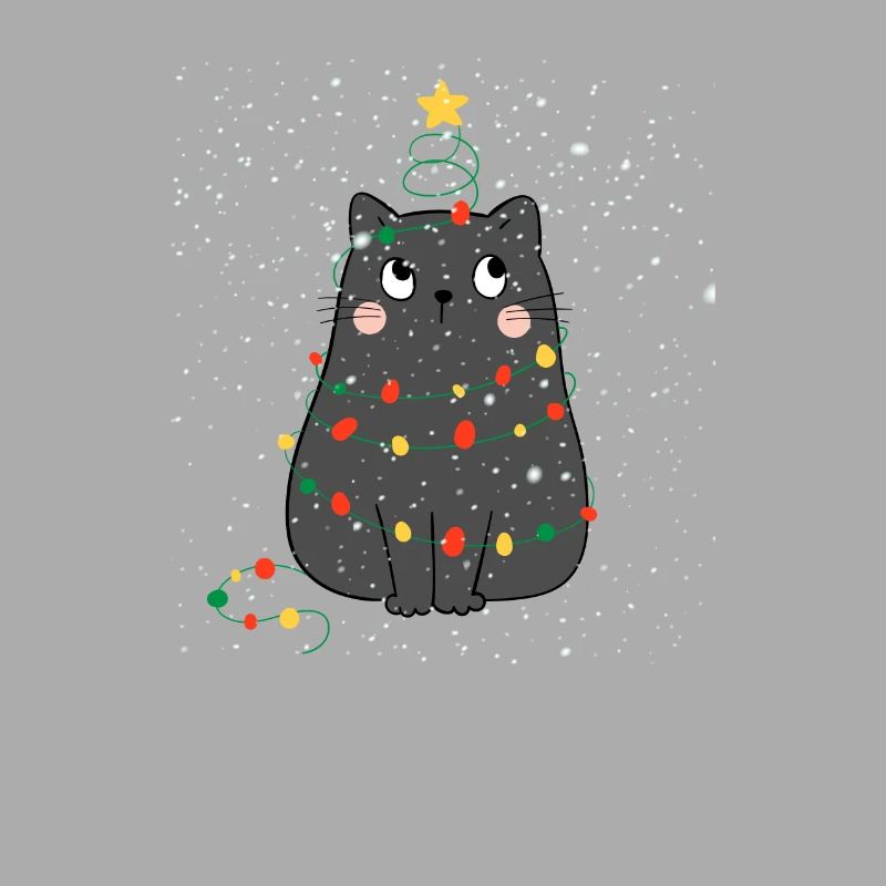 Black Cat Meow Christmas Tree Lights Funny
