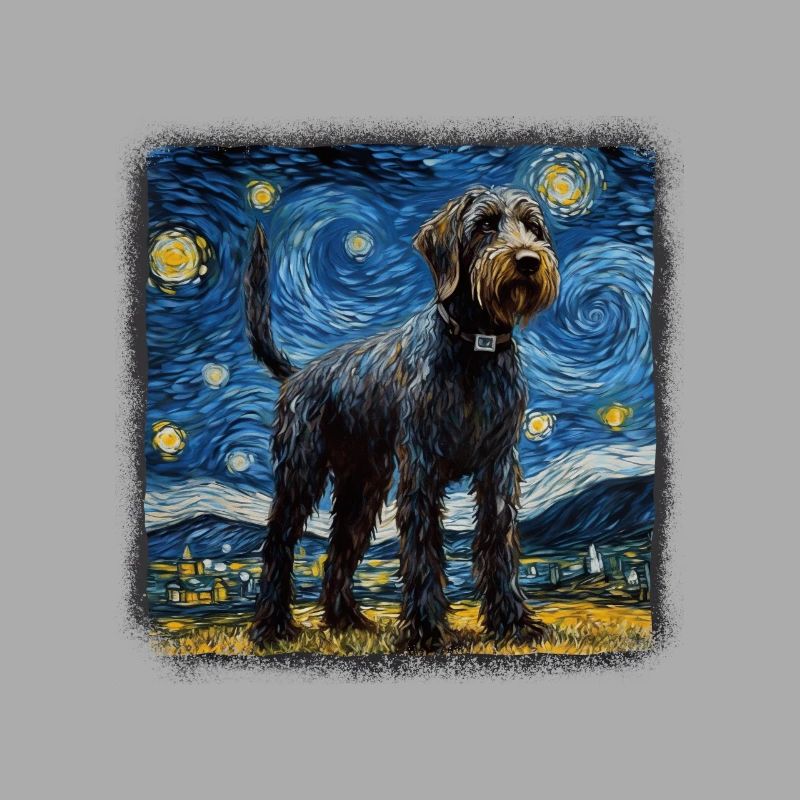 German Wirehaired Pointer Van gogh starry night