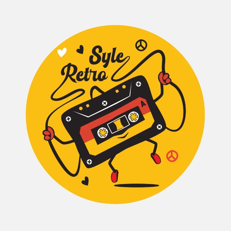 Cassette retro style 70 avec humour style BD