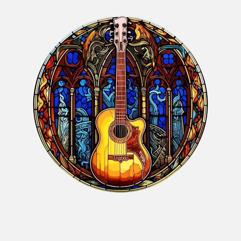 Glasmalerei - Stilvolle bunte Gitarre