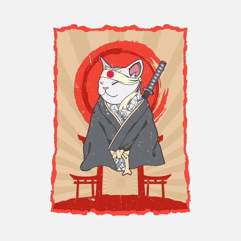 Samurai Japon Chat Torii Ninja Anime Cat