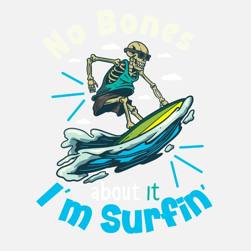 Drôle de surfeur, la plage de squelette Stoke Surf