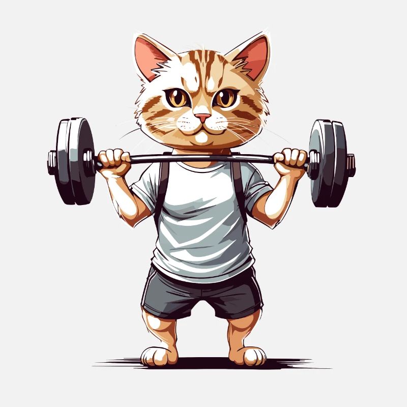 Conception d’humour de gymnase de chat musclé