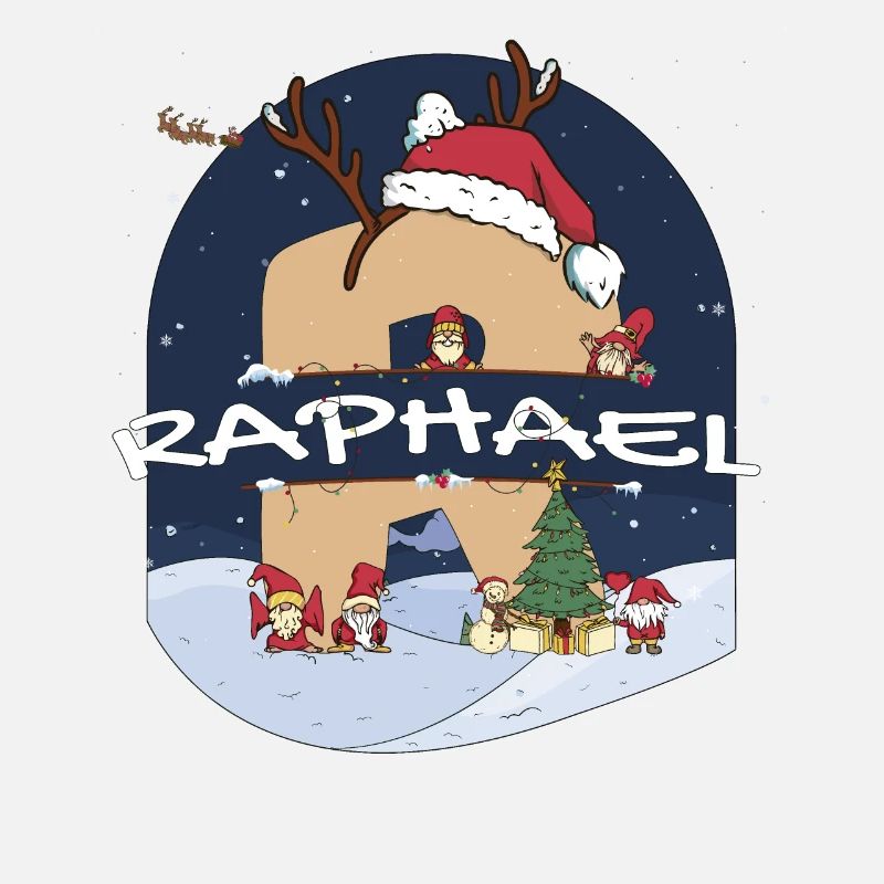 Impressionnant nom de Raphaël w chapeau de père Noël dans le thème de Noël