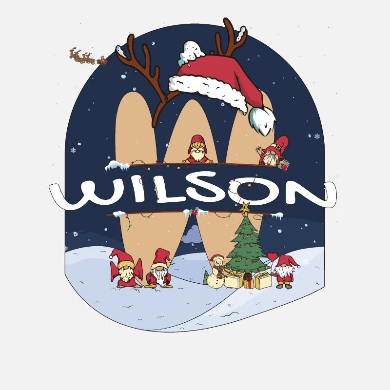 Impressionnant Wilson nom w chapeau de père Noël dans le thème de Noël