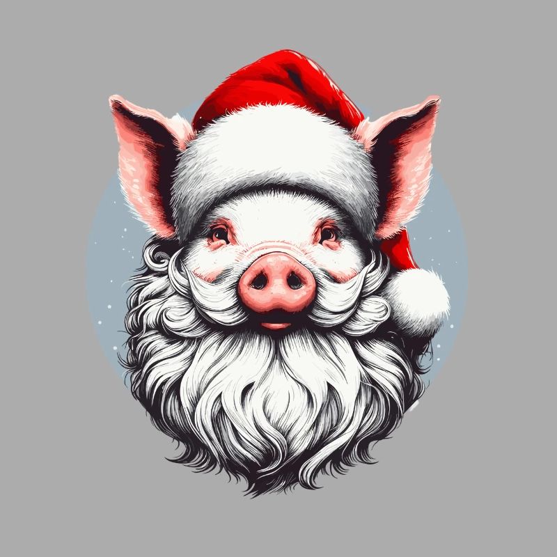 Conception de pull de Noël : Cochon comme Père Noël - Noël