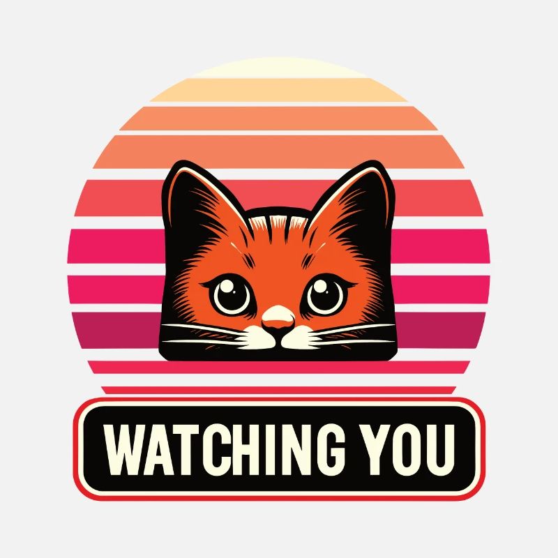 Chat roux qui vous regarde, coloré