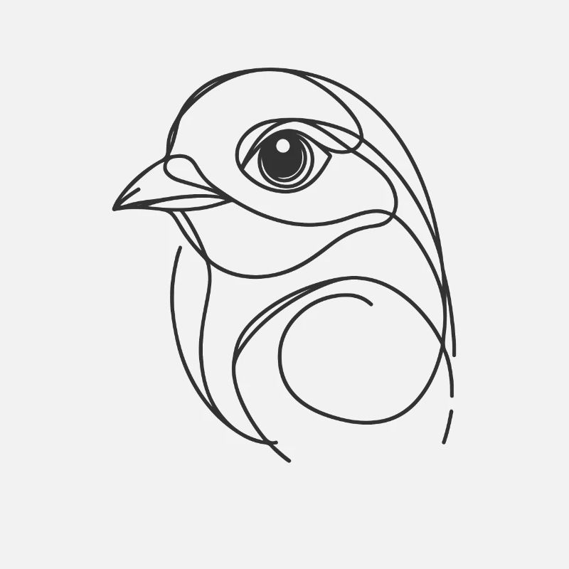 Line Art Papa Maman - Oiseau