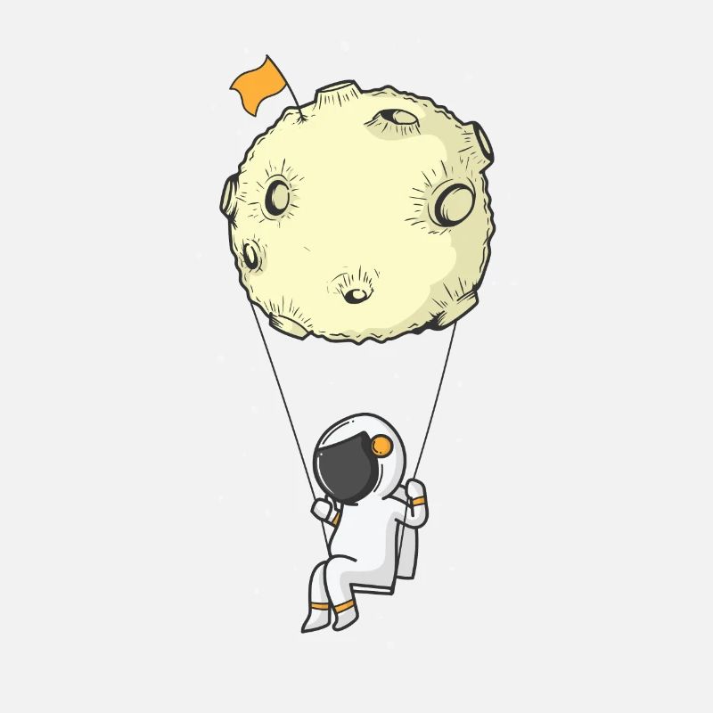 Astronaute avec parachute lunaire