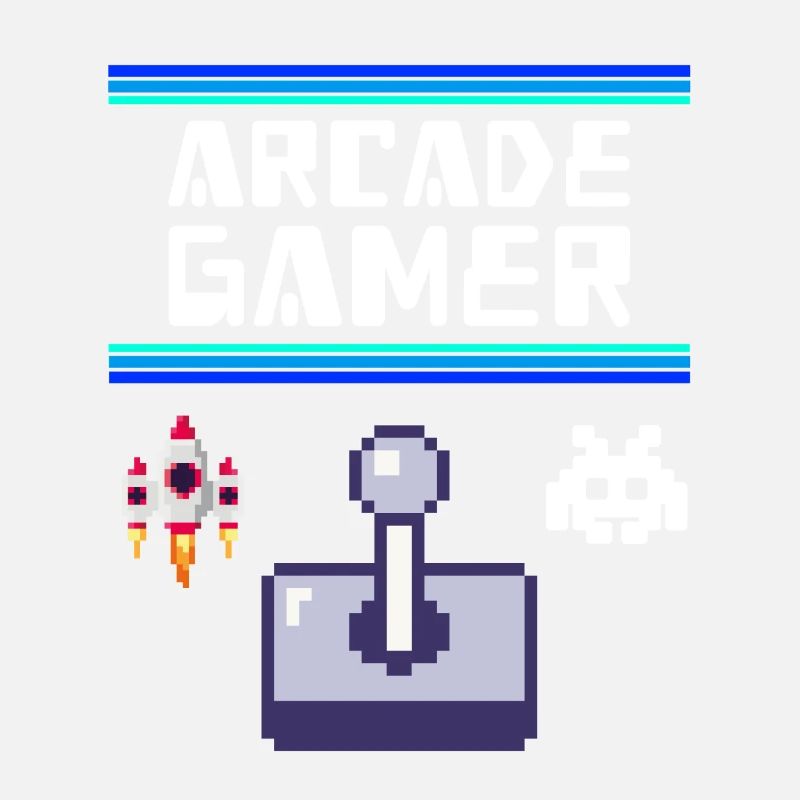 Arcade Gamer Pixel Alien Invader Joystick Retro