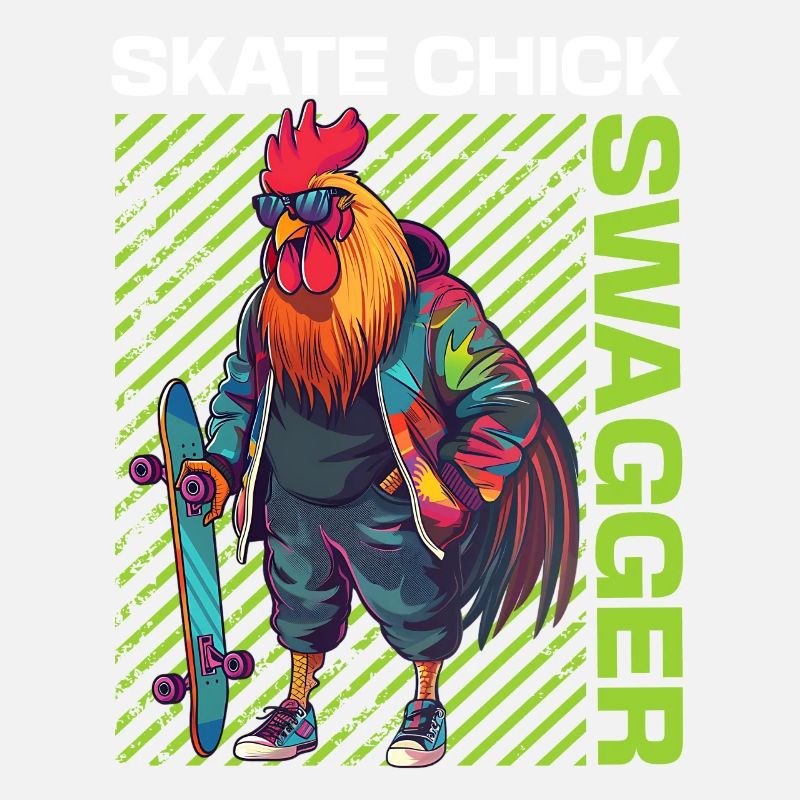 Skate Chick Swagger | Rooster with skateboard
