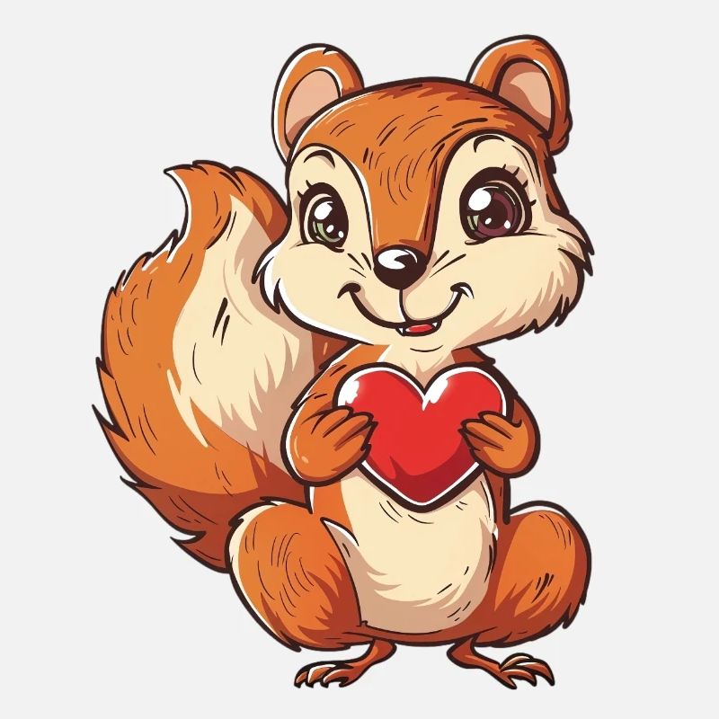 Adorable Squirrel with Red Heart Illustration