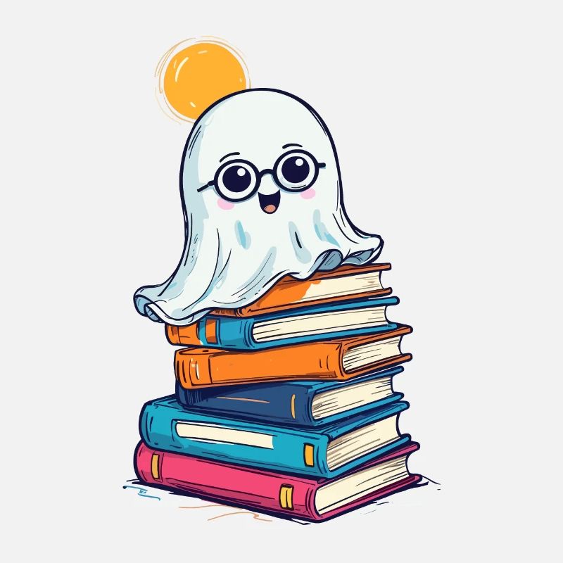 Reading Halloween Ghost Book Lover Style