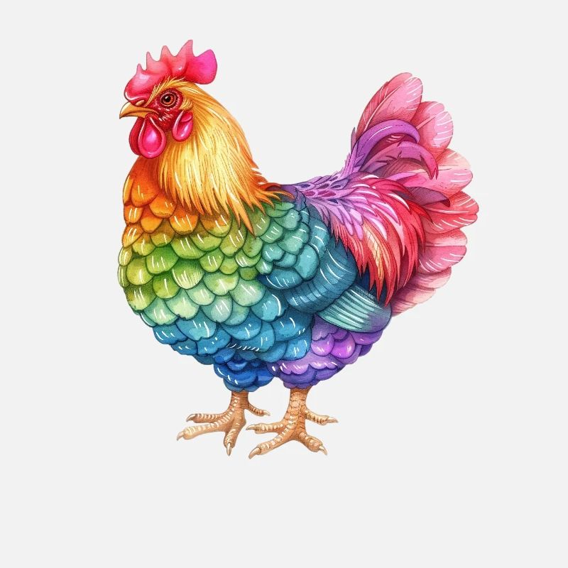 Buntes Huhn Regenbogen - Farbenfrohes Hühnerleben