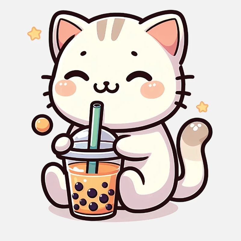 Bubble Tea Boba Lait Kawaii Anime Neko Chat