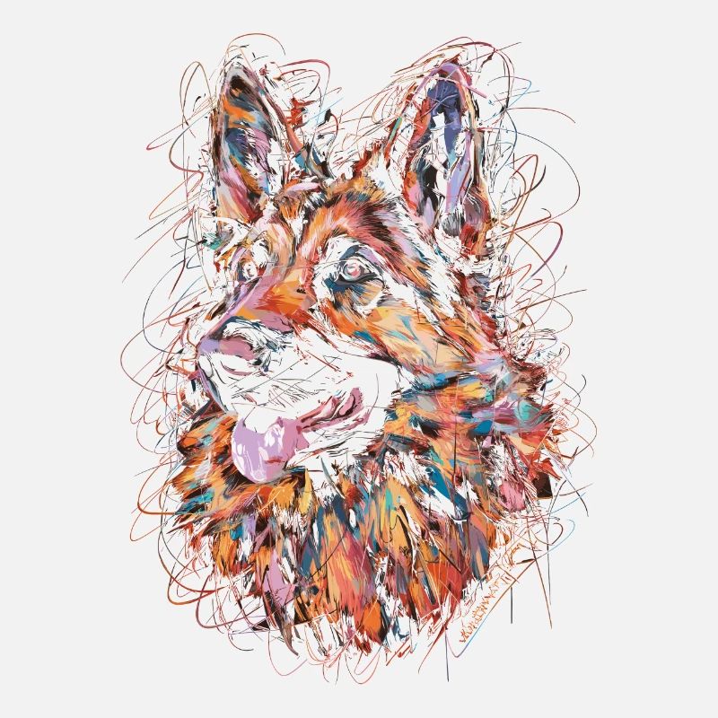 German Shepherd Art Drawing Abstract
