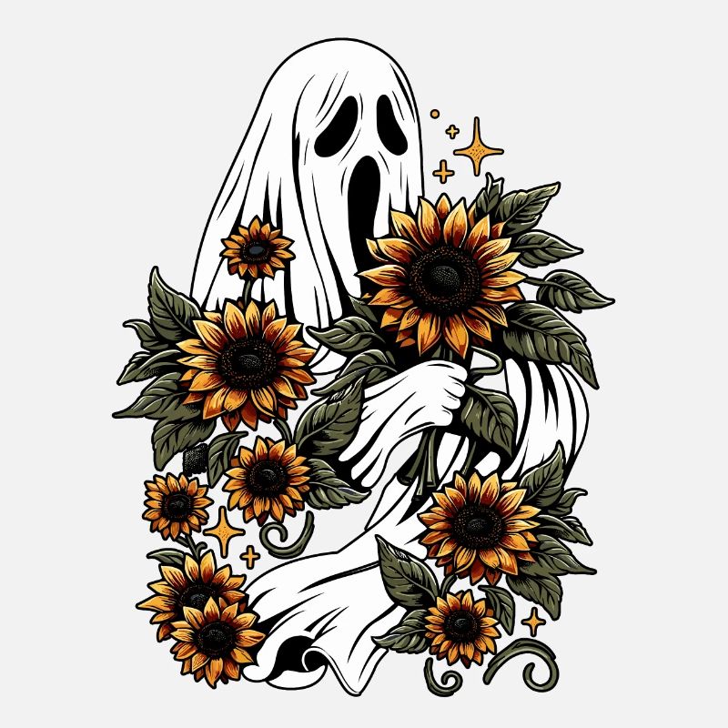 Creepy Ghost With Sunflowers