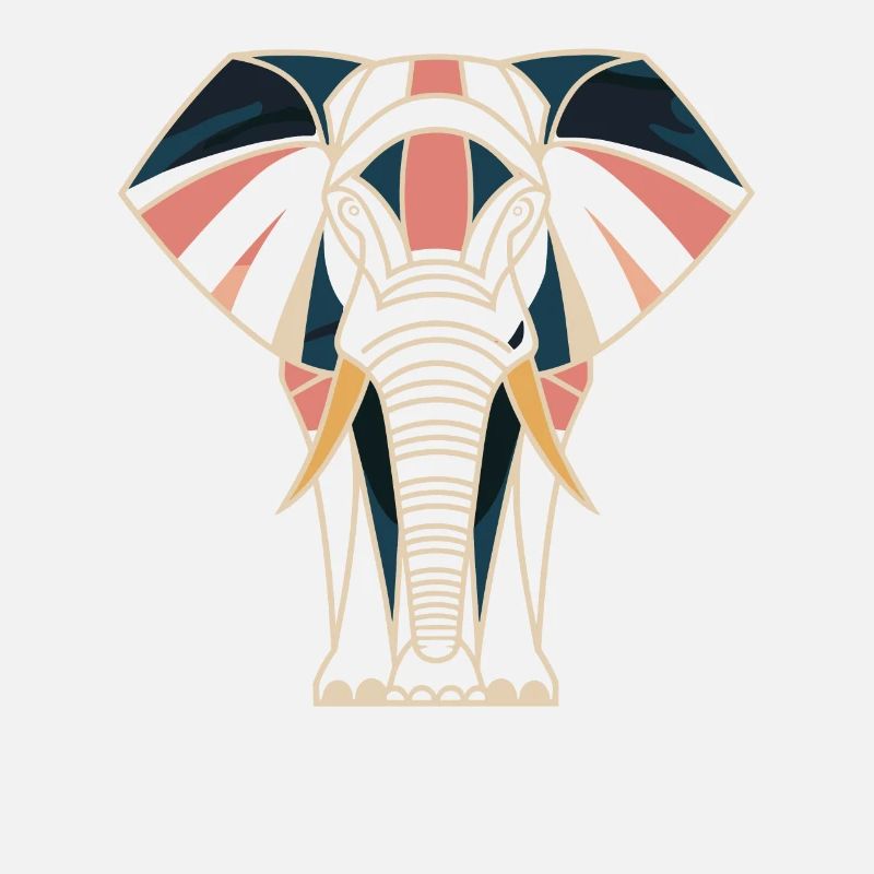 Retro Style Geometric Elephant
