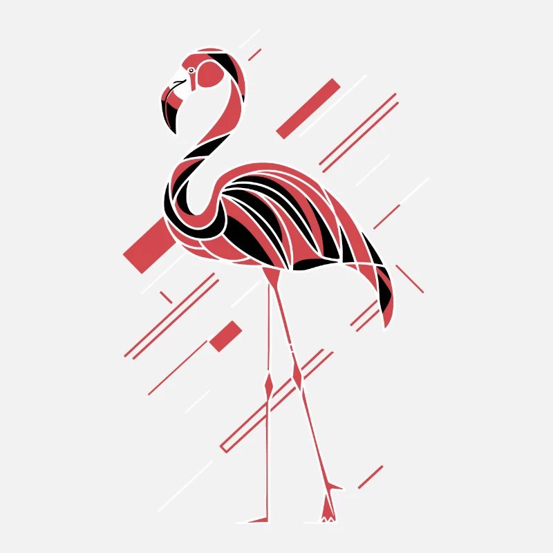 Abstract flamingo with geometric lines
