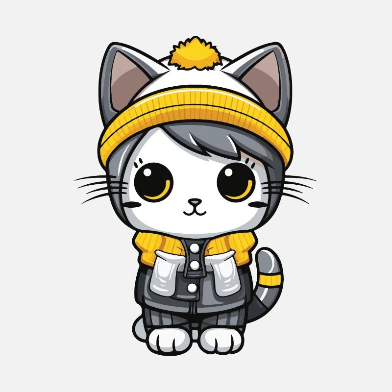 Katze Winter Comic Niedlich