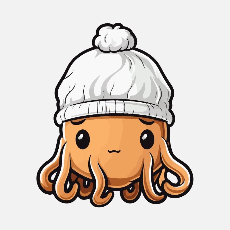 Oktopus Winter Krake Comic Niedlich