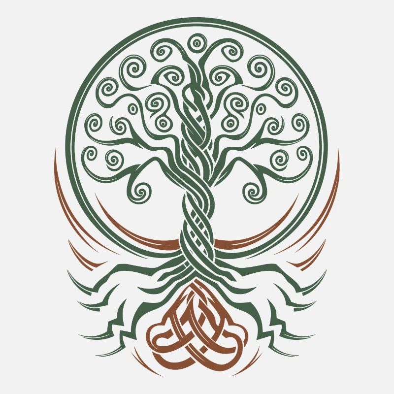 Arbre de vie néo-celtique aux racines entrelacées