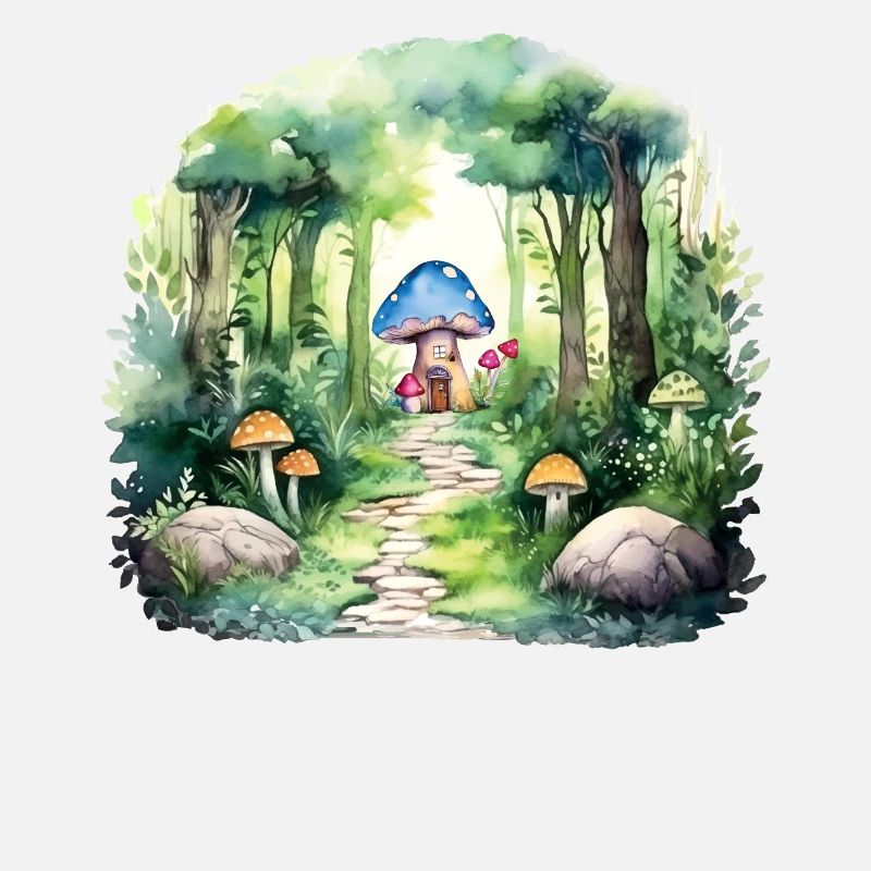 Enchanted mushroom house in a magical forest