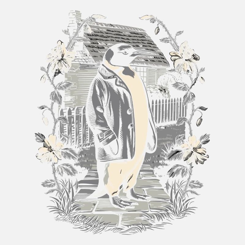 Dark Cottagecore Aesthetic with Elegant Penguin