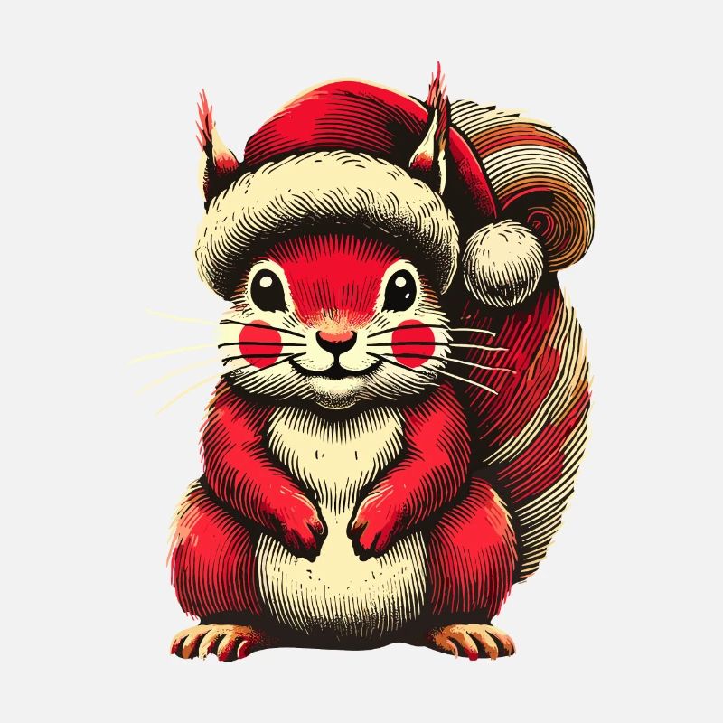 Écureuil mignon avec chapeau de Noël