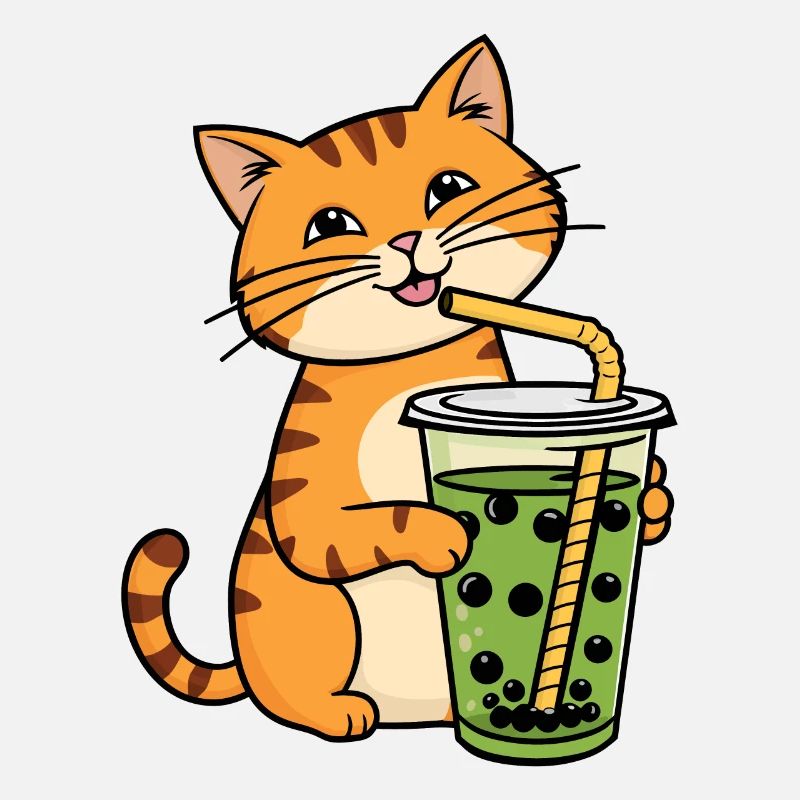Katze Bubble Tea Grüner Matcha Boba Tee