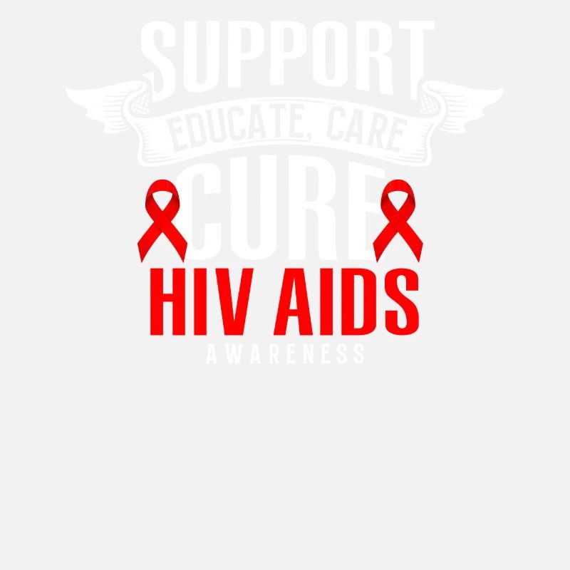 Support Educate Care Cure Red Ribbon HIV AIDS