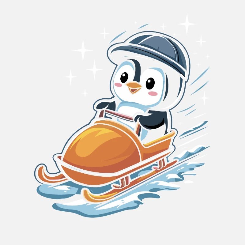 Cute Penguin Sledging Winter Fun