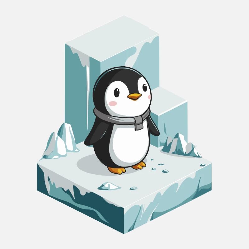 Niedlicher Pinguin Auf Eisberg Illustration