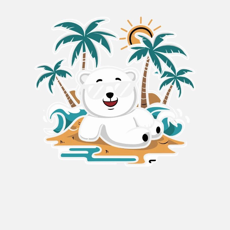 Cool polar bear on the beach with sunglasses