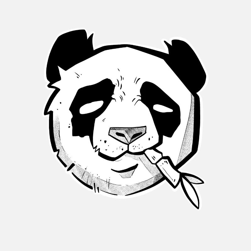 Cute panda head sketchy style and dotwork