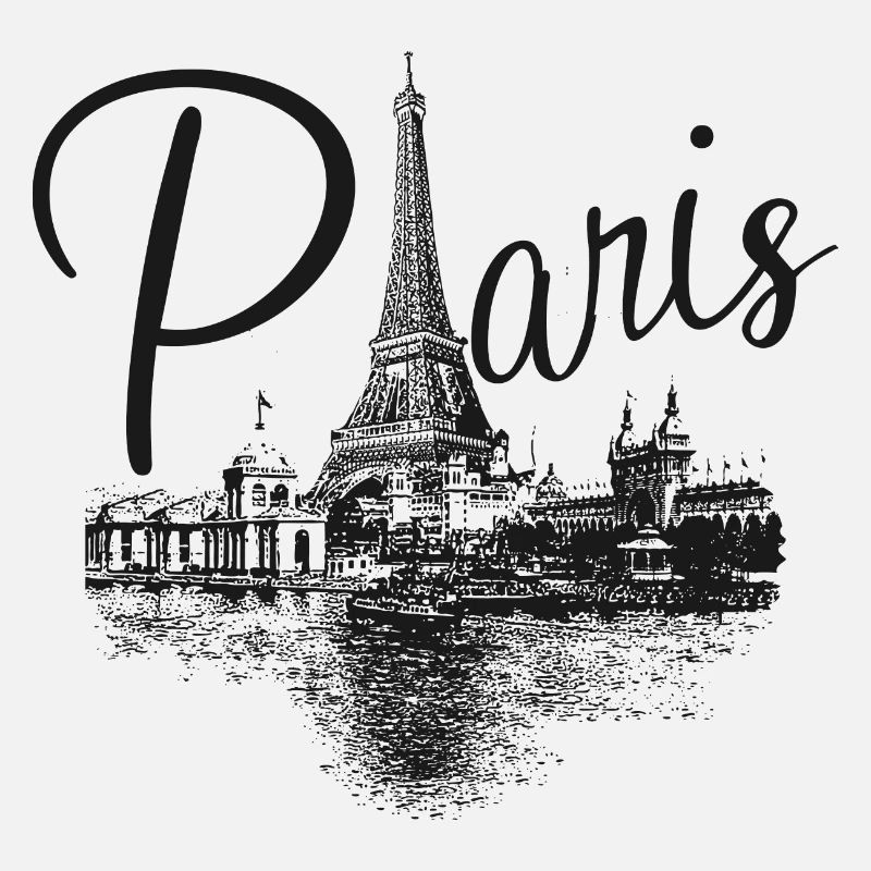 Paris art dessin noir blanc Eiffel