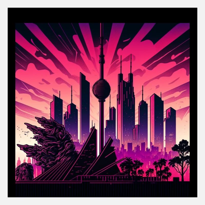 Skyline de Berlin dans la lumière du soir Optique rétro-ondes