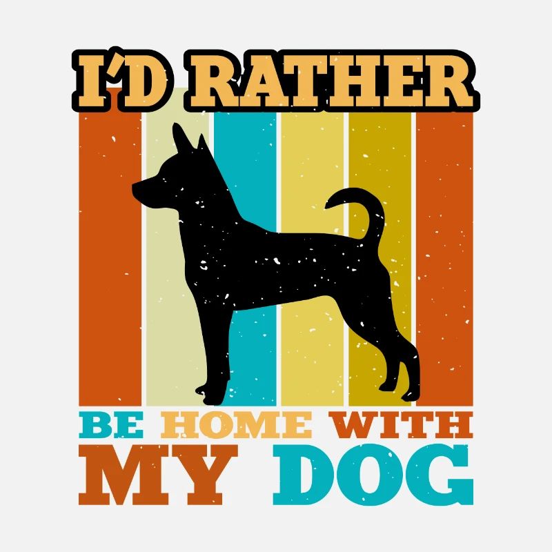 Decker Rat Terrier Dog Silhouette Retro Sunset