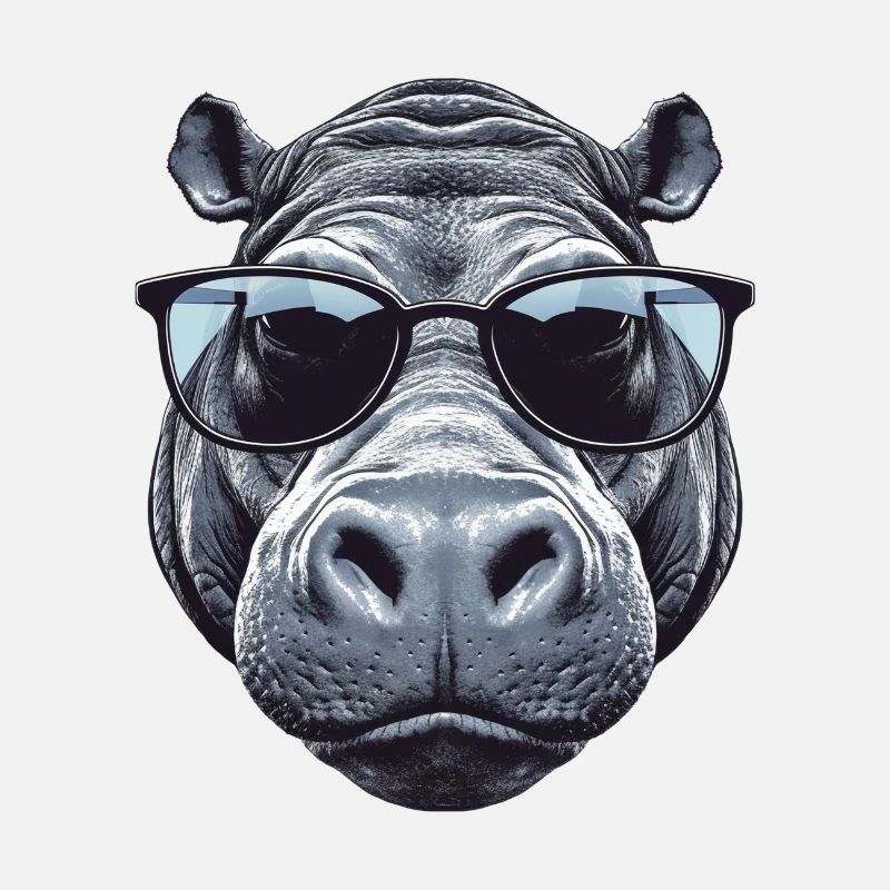 Hippopotame avec lunettes de soleil