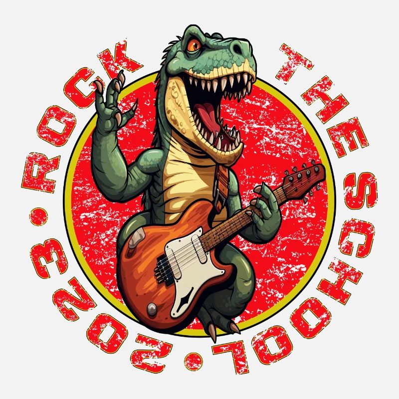 Schulkind Schulanfang Einschulung Dino T-Rex Rock