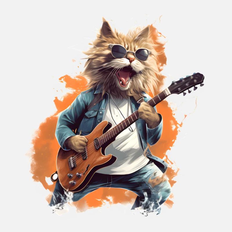 Singing guitar playing cat